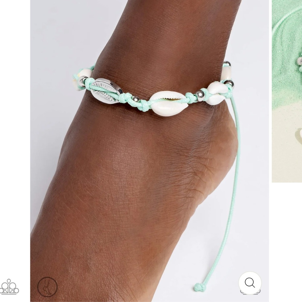 🐚🏖️🐚 “BEACHCOMBER BALLAD” GREEN CORD SEA SHELL ANKLET ~ PAPARAZZI❗️ 🐚🏖️🐚 - Picture 2 of 3